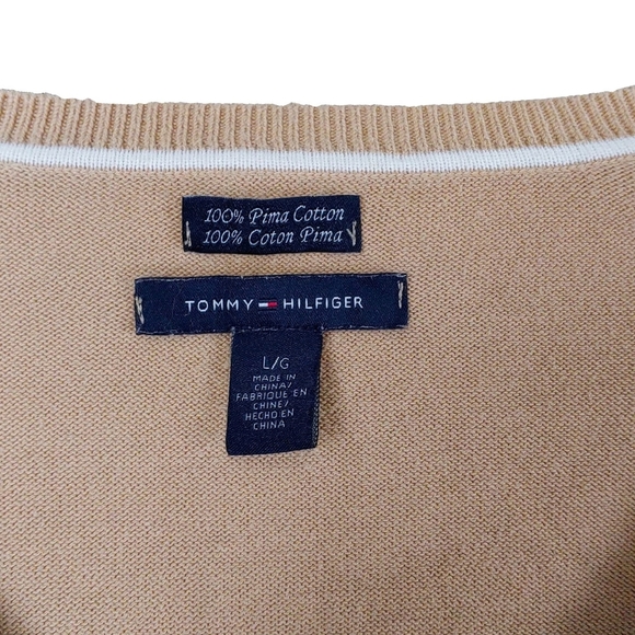 Tommy Hilfiger Wm L Argyle Pima Coton V Neck Top - Picture 3 of 5